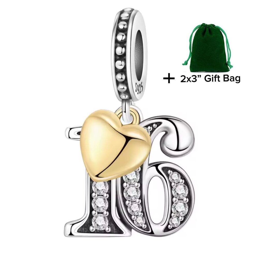 16th Birthday Dangle Charm | 925 Silver | Brand New